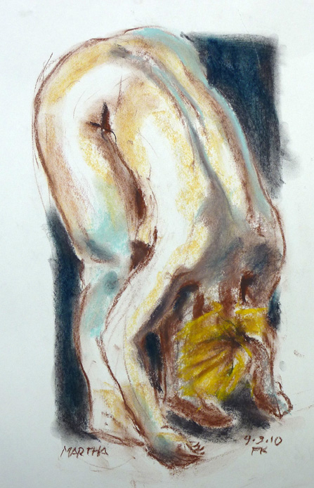 ‘Gebogen godin’, Martha
Amsterdam, 9 maart 2010, pastel op papier