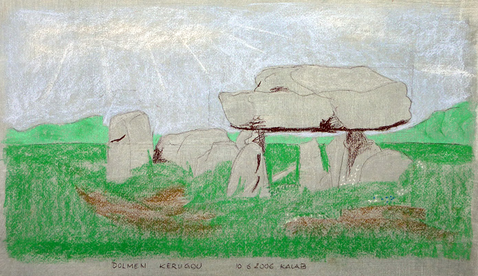 ‘Dolmen de Kerugou’, 
Plomeur, Finistère, Bretagne, Frankreich
3.000 v. Chr. 10 juni 2006, kool en pastel op dispers op papier